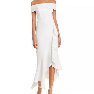 AQUA Scuba Crepe Off-the-Shoulder Midi Dress. Size 2.